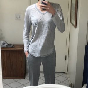 Sleep Zenista light grey long sleeve pajama top size S